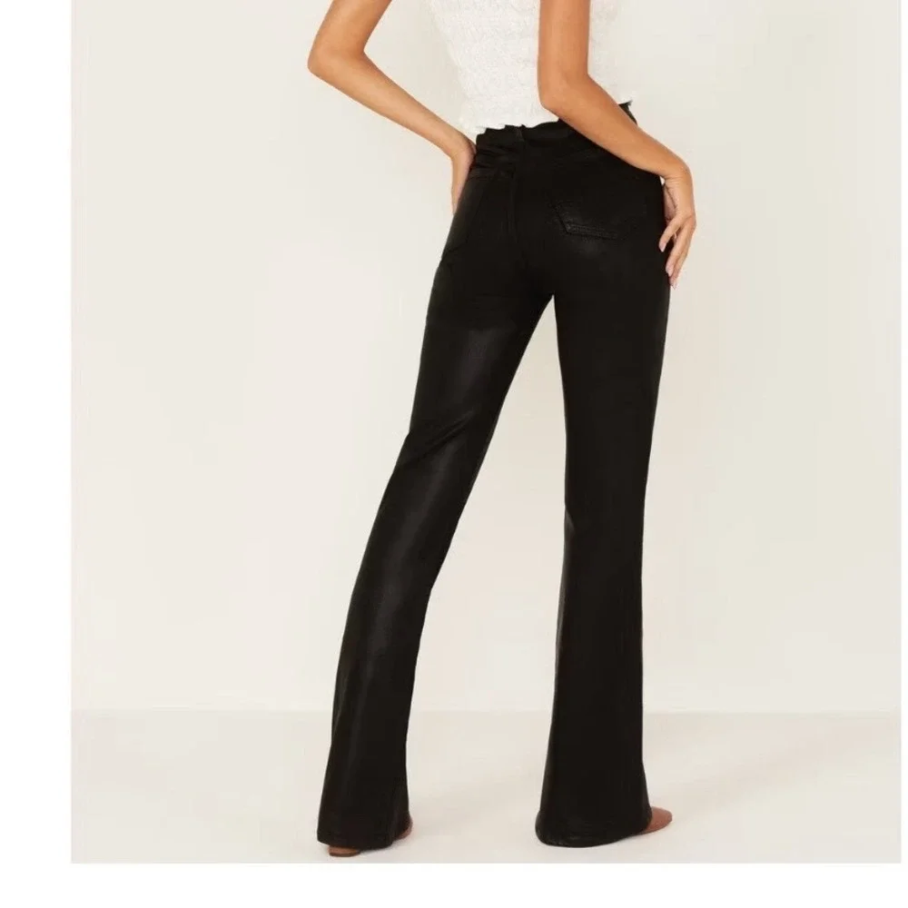 7 For All Mankind Womens jeans High Rise Coated Slim Bootcut Black Size 24 x 34